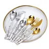 4pcs16pcs24pcs vaisselle en acier inoxydable poignée en marbre vaisselle occidentale couteau fourchette à dessert cuillère couverts ustensiles de cuisine 240301