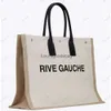 2024SS Rive Gauche grand le sac fourre-tout 48cm femmes sacs à main hommes fourre-tout sac à provisions tissage grande capacité poche été voyage sacs de plage hommes sacs à bandoulière toile