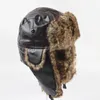 Berets Ushanka Hiver Hat Outdoor Warm Russian fausse en cuir Rebus d'oreille Trapper Cap duffy Leifeng