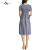 Kleider Frauen Sommer Plissee Polka Dot Lose Swing Casual Midi Umstandskleid Schwangerschaftskleid Kurzarm Knielange Schwangere Kleidung