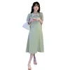 Kleider Sommer Einfarbig Schwangere Frauen Kleid Kurzarm Umlegekragen Einreiher Mutterschaft Chiffon Kleid Büro Dame Kleid