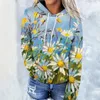 Kadın Hoodies Yağlı Boya Stili Çiçekler 3D Baskı Kadınlar Moda Günlük Sweatshirtler Büyük Boy Hoodie Kids Tulunları Takip Giysileri