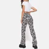 Damenhose Vintage Zebra Animal Print Lange Hose 2024 Mode Damenbekleidung Slim Fitting Flared Leg High Waist Streetwear