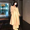 Damenwesten 2024 Y2J Weiße Kaschmirwolle Lange Wolljacke Mantel Koreanische Frauen Handgemachte Hepburn Wellpappe Wasserwellen