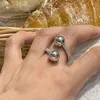 Cluster Rings Silver Color Double Dall For Women Couples Fashion Vintage Punk Geometric Handmade Birthday Party Jewelry Gift