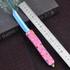 Serie UT Dessert Warrior MICRO ULTRA OTF TECH Coltello UT Full Size 3.54 '' EDC Coltelli tascabili per autodifesa Lama ciambella stile rosa e nero