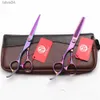 Ciseaux Ciseaux main gauche 2 pièces 55 pouces 16 cm 440C Purple Dragon ciseaux de cheveux professionnels Salon de coiffure ciseaux de coupe ciseaux amincissants Shea2209490 240302