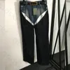 Модные потертые джинсы со вставками, женские прямые джинсовые брюки с высокой талией, классические свободные джинсы с поясом