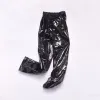 Pants Man Boy's Black Metallic Jogger Pants Jazz Hip Hop Dance Trousers 8xl storlek elastisk midja (botten jogger pants design)))