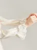 Women's Sleepwear 19MM Heavy Silk Pajamas 2024 Autumn Long-sleeved Nightgown Lace White Female