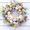 Kwiaty dekoracyjne 2024 Easter Egg Wreath sztuczne wieńce do drzwi na patio dekoracje na patio