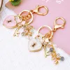 Rhinestone Clover Heart Lock Keychain Cute Sparkle Ring Purse Bag Backpack Car Key Charm Women Girl Lovers Valentine's Day Gift