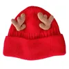 Bérets Antler Knit Beanie Woollen Hat Santa Thermique Acrylique Bois De Noël Cap Bébé Fille Cadeaux