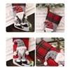 Christmas Decorations Stockings Hanging Red And Black Checked Cloth Gift Bags Sack Xmas Candy Bag Noel 2024
