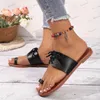 Pantofole Donna Toe Loop Sandali con diapositive Moda Open Toe Lace Up Slip On Scarpe Casual Beach Slides piatte T240302