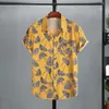 Męskie koszule letnie strój wakacyjny kwiatowy nadruk hawajska koszula wakacyjna dla mężczyzn miękki blachę plażowa z kieszenią na klapie klapy