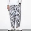 Pants 2024 New Men Women Chinese style Baggy Harem Pants Hip Hop Joggers Casual Loose Trousers Aladdin Crotch Wide Leg Cotton Linen