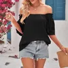 Women's Blouses Tee Shirt Fashion Summer Ruffle Top Comfortable Blouse Off Shoulder Girl Clothing