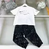 New baby tracksuits summer kids designer clothes Size 100-160 CM Short sleeve child t shirt and Logo full print pants 24Feb20