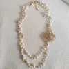 Clastic Flower Pearl Chain Pendant Necklace Jewelry For Women 240227