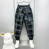 Pants Men's Clothing Korean Fashion Pockets Plaid Pants New Straight Casual Pants Trend Feet Jeans Hombre Vintage Baggy Denim Trousers