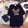 Basic Casual Dresses Women Designer T shirts Brand Dresses with Animal Lovely Mouse Fashion New Arrival Summer for Women Short Sleeve Long Tee M-XXL 240302