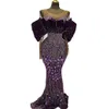 EBI 2024 ASO Purple Mermaid Prom Dress Crystals in rilievo con sequenza sequenza Formale Reception Case di fidanzamento di 50 ° compleanno Abiti abiti da abiti DE DE HOIRE ZJ92 ES