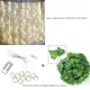 Strings 3X2M 12Pcs Artificial Ivy Garland Fake Plants Vine Hanging Leaf With 200Led String Lights Home Bedroom Party Wall Decor