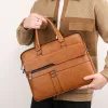 Erkekler İçin Sırt Çantası Deri Evrak Çelenk Boston Çanta Dizüstü Bilgi Klasörü Omuz İşletme Vintage Messenger Crossbody Side Tasarımcı Çantası