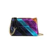 Bolsas de noite Colagem Colorida Listra de Metal Versátil Bolsa de Ombro Moda Feminina Flip PU Couro Crossbody