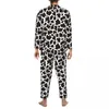 Nachtkleding voor heren Zwart Wit Dierenprint pyjamasets Koepatroon Kawaii Heren Lange mouwen Esthetisch Kamer Tweedelige nachtkleding Groot formaat