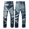 Diseñadores de lujo Jeans angustiados Francia Moda Pierre Straight Men's Biker Hole Stretch Denim Casual Jean Hombres Pantalones flacos