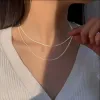 Luxe Vrouw Glanzende Charme Sleutelbeenketting 14k Gouden Ketting voor Vrouwen Koreaanse Sieraden Accessoires Valentijnsdag Cadeau Collares Para Mujer