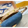 Mode Dames Denim Schoudertassen Luxe Designer Crossbody Draagtas Blauwe Denim Zonsondergang Tas Mini Gesp Portemonnee