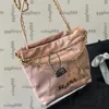 Mini 22 sacolas de compras femininas clássicas GHW/SHW alça redonda corrente crossbody bolsas de ombro bolsa de couro de bezerro treliça de diamante com pingente de moeda 4 cores 23 cm