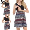 Dresses Summer New Maternity Dress Pregnant Women Sleeveless Vneck Ethnic Print Nursing Breastfeeding Dresses Maternity Dress Vestidos