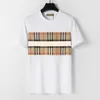 Bur Fashion Brand Summer New Mens Designer Striped Checkered Short Hidees High Quality Cotton Anime Mönster T-shirt Löst ärm 8425