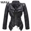 Veste de moto pour femmes en cuir Rivet manteau noir Faux PU vestes à glissière hiver automne gothique vêtements d'extérieur équipement grande taille manteau 240228