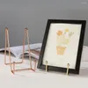 Decorative Plates Geometric Wrought Iron Display Stand Gold Storage Metal Rack Multifunctional Picture Po Folder Easel Desktop Organization