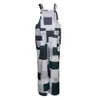 Frauen Casual Lose Taschen Overall Plaid Print OnePiece Sling Dame Straße Ärmel Breite Bein Lange Hosen 240229