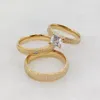 Klaster Pierścienie Ekskluzywne projektant zobowiązania Bridal zaręczynowe Zestawy obrączki dla niej Frosted Stalid Stael Jewelry Fit Fit