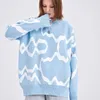 Swetery dla kobiet Vintage Streetwear Y2K Women Sweater Harajuku Ulzzang O Neck Blue w paski japońskie dzianinowe kolory