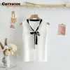 Camis Cotvotee Bow Tank Top Women 2023 New Fashion Summer Office Lady Sleeveless Tops Chic Vintage Casual Lace Up Loose Solid Tank Top