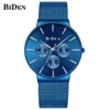 Beideng Mens Multi Functional Watch Ultra Thin Thin rostfritt stål Mesh Belt Mens Watch rakt