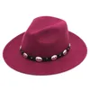 Beretler Mistdawn Unisex Geniş Brim Fedora Trilby Hat Yün Karışımı Panama Hats Party Show Caps Deri Band