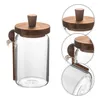 食器セットガラスのエア密光瓶木製の蓋付きカウンタートップスモールストレージコーヒー豆緩んだ茶キャニスター