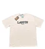 트렌디 브랜드 Lanvin Langfan Short Sleeved 티셔츠, 유명인, 같은 컬러 편지 자수, 남성과 여성 커플을위한 느슨한 피팅