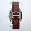 Custom Design Brown Leather Belt Full Iced Buss Down Square Dial VVS Clarity White Moissanite Diamond Men Watch at Factory Price