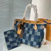 Blue Denim Jacquard Cross Body Shoulder Bags designer printed Denim Cross Body Women Totes Bags denim Travel Handbag Totes pouch purse