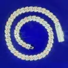 Anpassning unik 11/15mm S925 pläterade fast guldarmband halsband Moissanite kubansk länkkedja med fri från baksidan